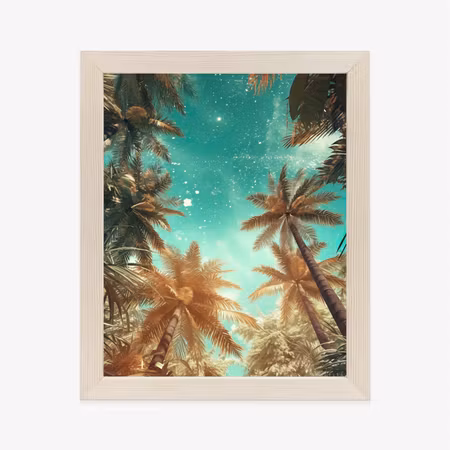 Poster med ram - Beautiful summer palm trees with