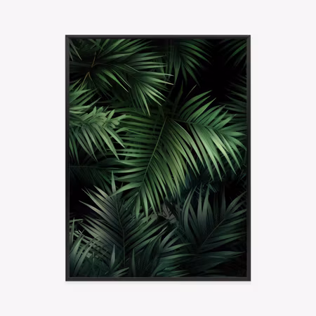 Poster med ram - Dark bamboo leaves