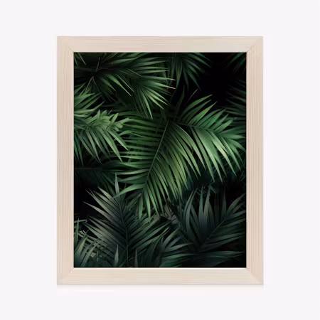 Poster med ram - Dark bamboo leaves