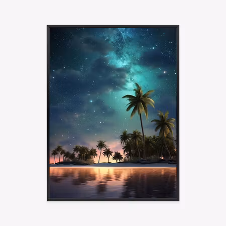 Poster med ram - Starry beach on a tropical island