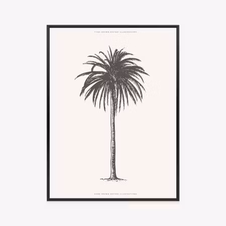 Poster med ram - Gray vintage palm tree
