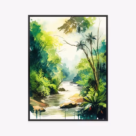 Poster med ram - Jungle of palm trees and river