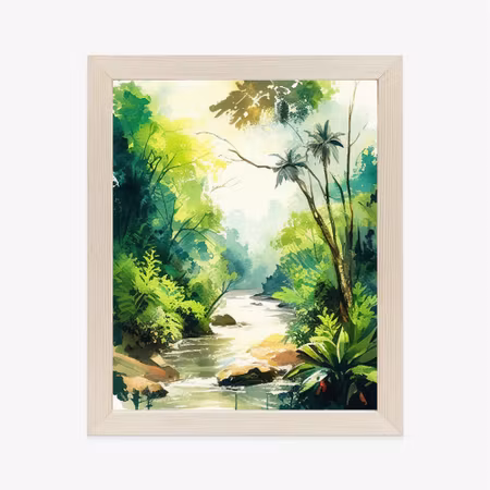 Poster med ram - Jungle of palm trees and river
