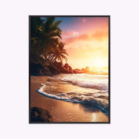 Poster med ram - Sea beach and palm trees