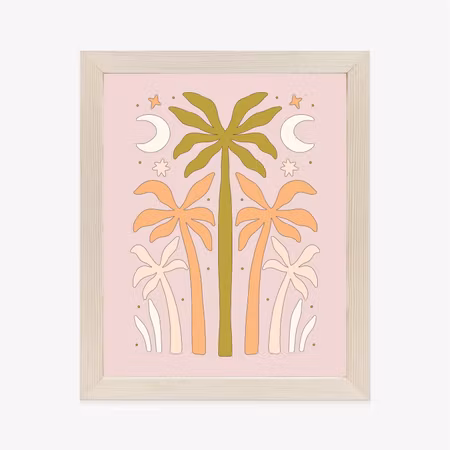 Poster med ram - Retro palm trees and moons