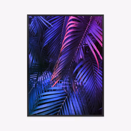 Poster med ram - Tropical neon palm leaves