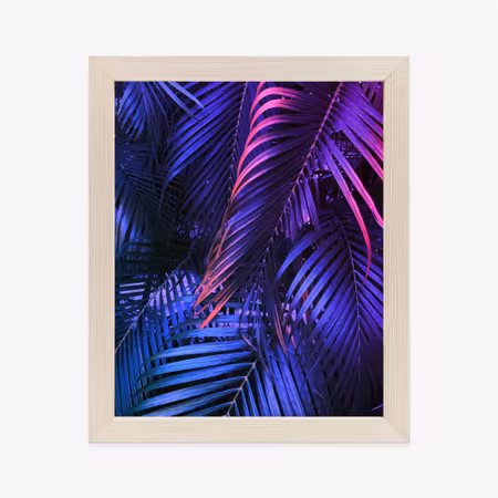 Poster med ram - Tropical neon palm leaves
