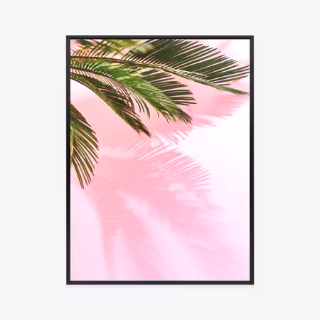 Poster med ram - Summer palm tree against a pink