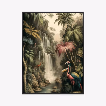 Poster med ram - Jungle palm trees and tropical