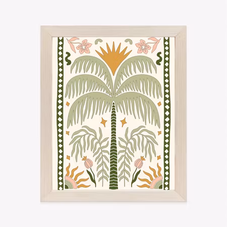 Poster med ram - Palm tree and oriental plants