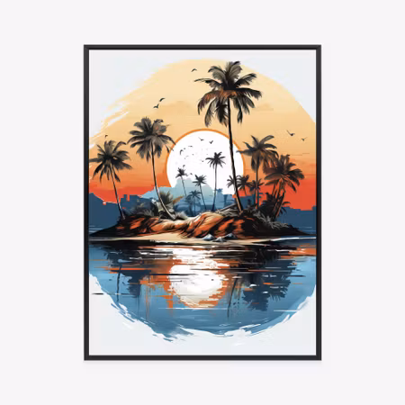 Poster med ram - Tropical palm trees on a desert