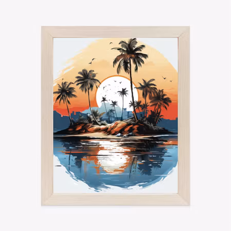 Poster med ram - Tropical palm trees on a desert
