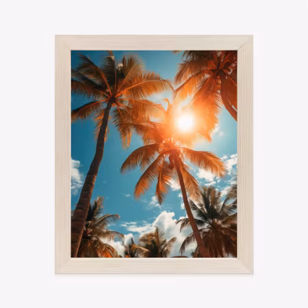 Poster med ram - The sun shining through tall palm
