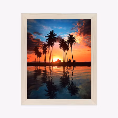 Poster med ram - The sea and palm trees in orange