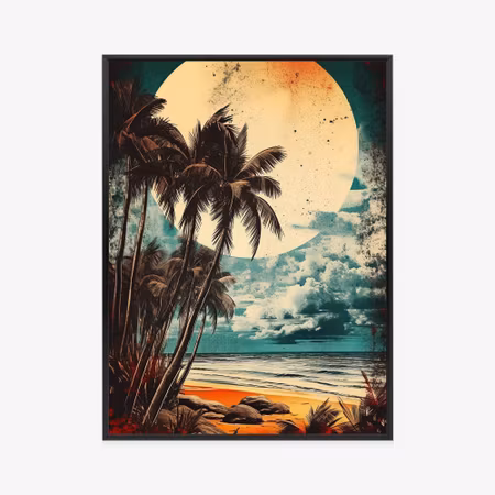 Poster med ram - Tropical beach with sun and