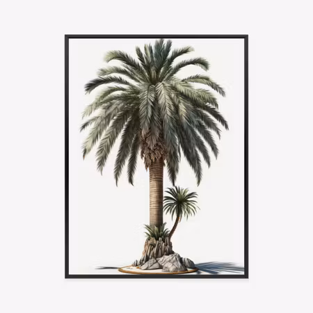 Poster med ram - Palm tree with a green branch