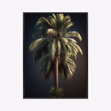 Poster med ram - Lonely palm tree on a dark