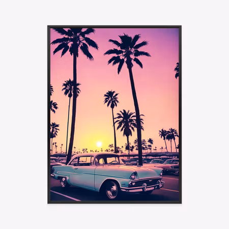 Poster med ram - Retro car against the background