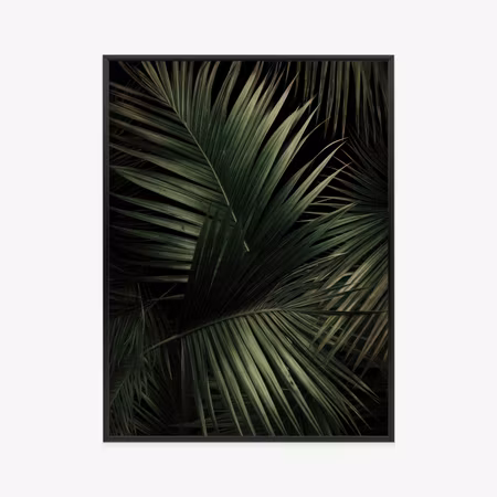 Poster med ram - Dark large palm leaves