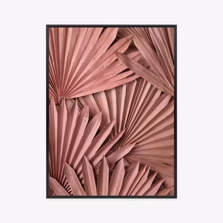 Poster med ram - Pink palm leaves in boho style