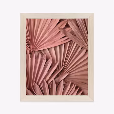 Poster med ram - Pink palm leaves in boho style