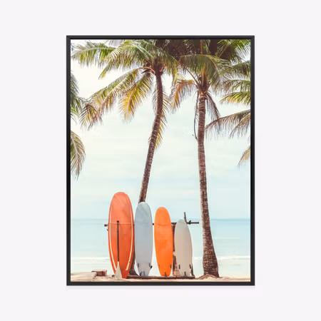 Poster med ram - Surfing and palm trees