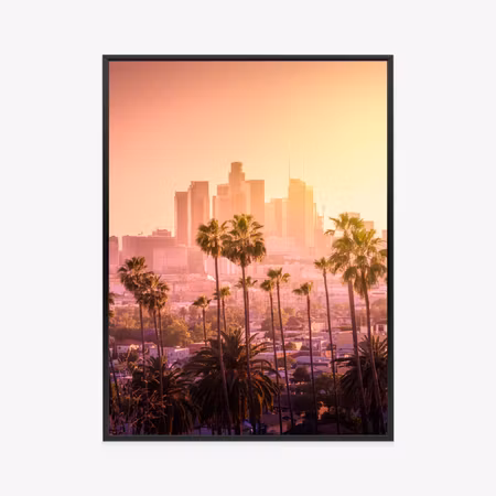 Poster med ram - Los angeles skyline with palm