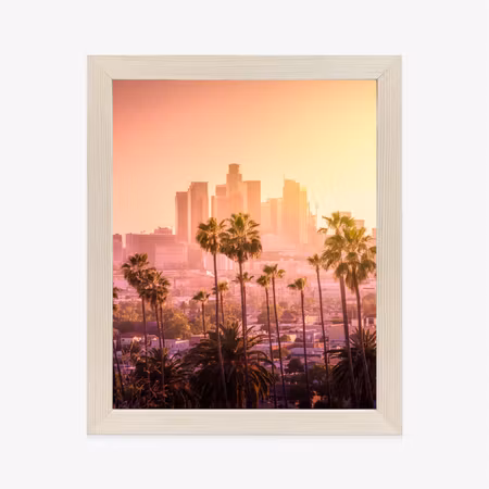 Poster med ram - Los angeles skyline with palm