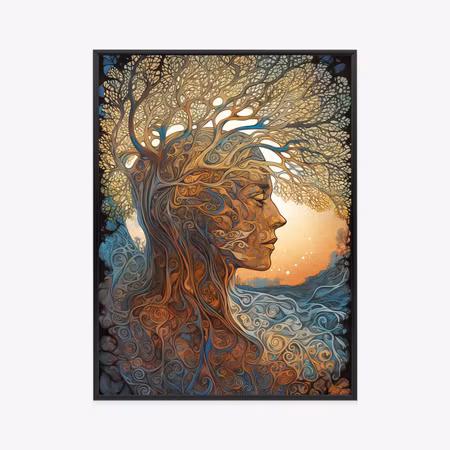 Poster med ram - Man amp s head and artistic tree