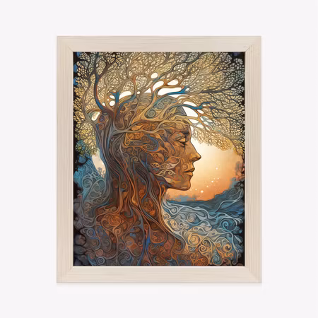 Poster med ram - Man amp s head and artistic tree