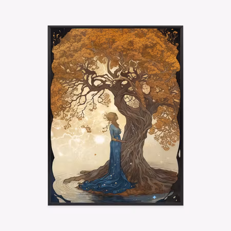 Poster med ram - Woman near a branching tree