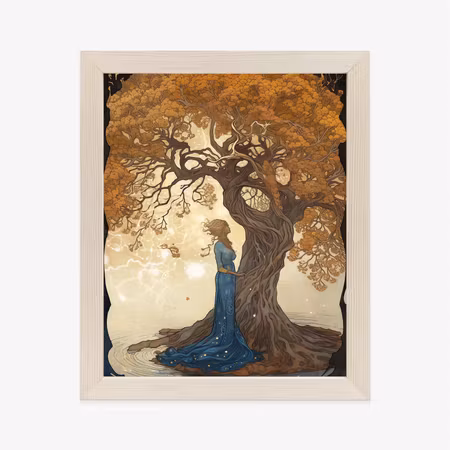 Poster med ram - Woman near a branching tree