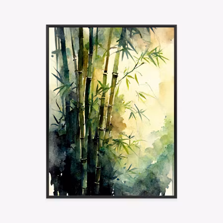 Poster med ram - Watercolor bamboo forest