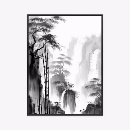 Poster med ram - Mountain landscape with a