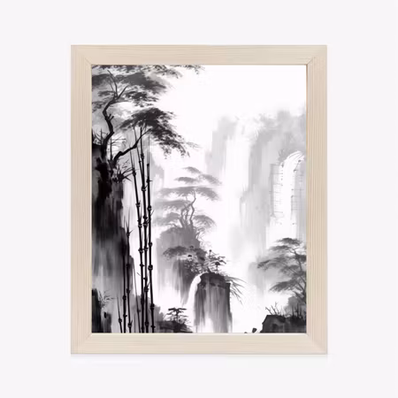 Poster med ram - Mountain landscape with a