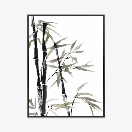 Poster med ram - Watercolor bamboo and leaves