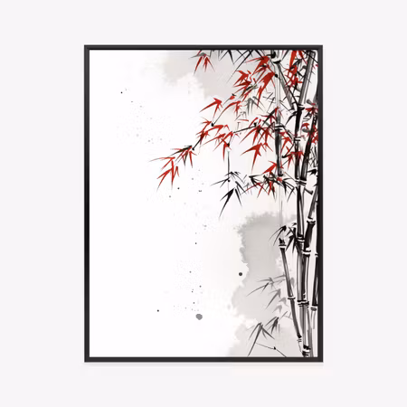 Poster med ram - Bamboo trees illustration