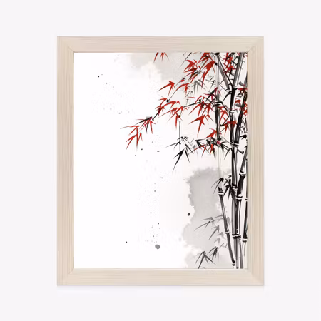 Poster med ram - Bamboo trees illustration