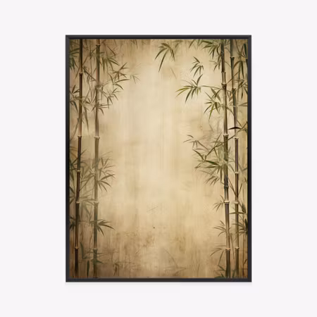 Poster med ram - Tall bamboo on a beige background