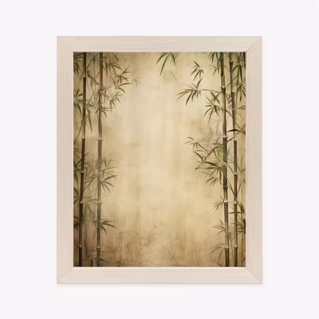 Poster med ram - Tall bamboo on a beige background