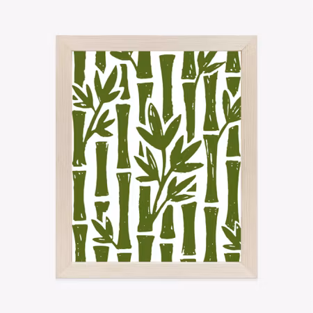 Poster med ram - Green bamboo trees with leaves