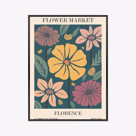 Poster med ram - Florence flower market