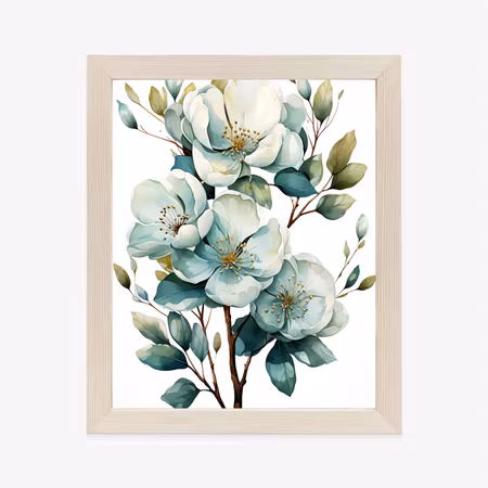 Poster med ram - Bunch of white flowers