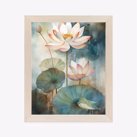Poster med ram - Lilies with large leaves