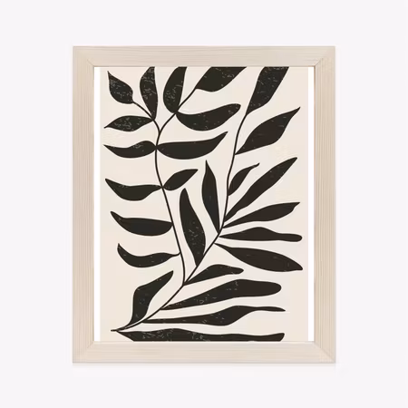 Poster med ram - Graphics with black leaves