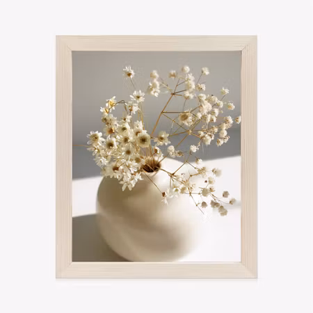 Poster med ram - A vase of dry daisy flowers