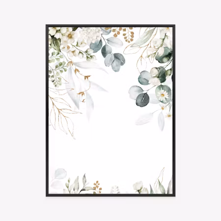 Poster med ram - Watercolor of eucalyptus leaves