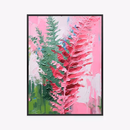 Poster med ram - Pink fern leaves