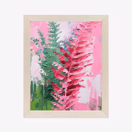 Poster med ram - Pink fern leaves