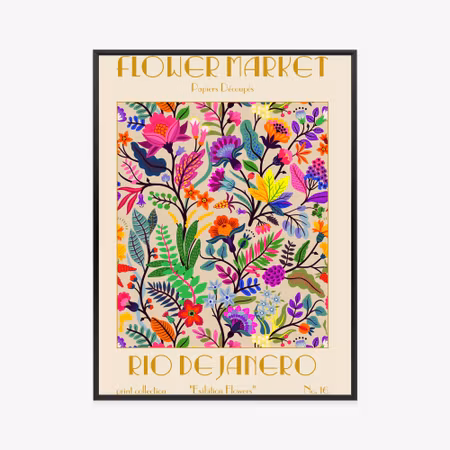 Poster med ram - Colorful flowers flower market